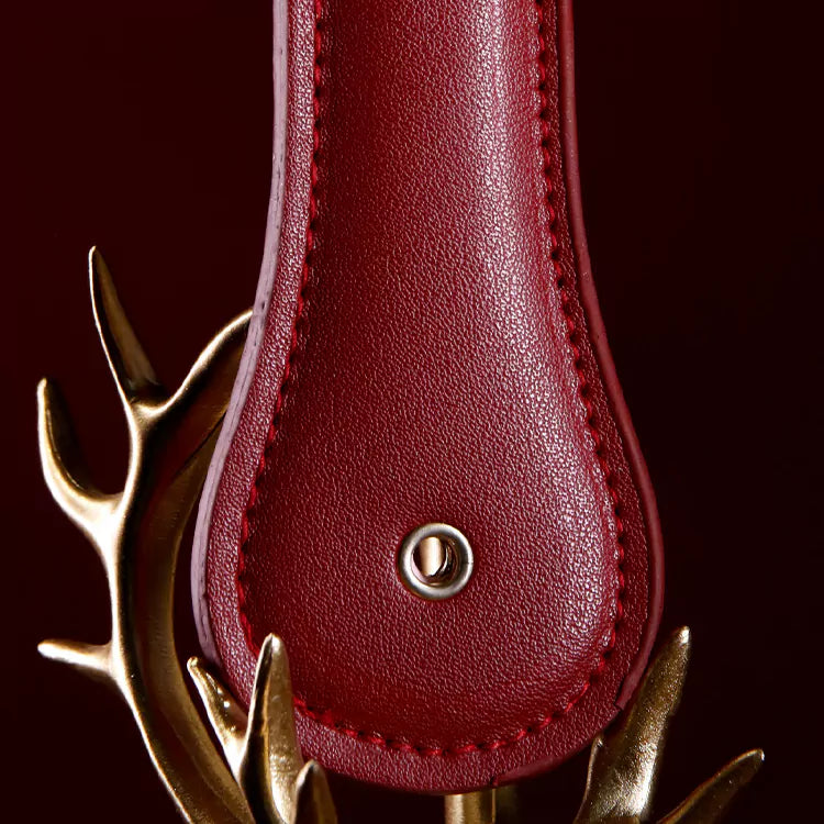 Burgundy Faux Leather Crop, Paddle & Flogger Set