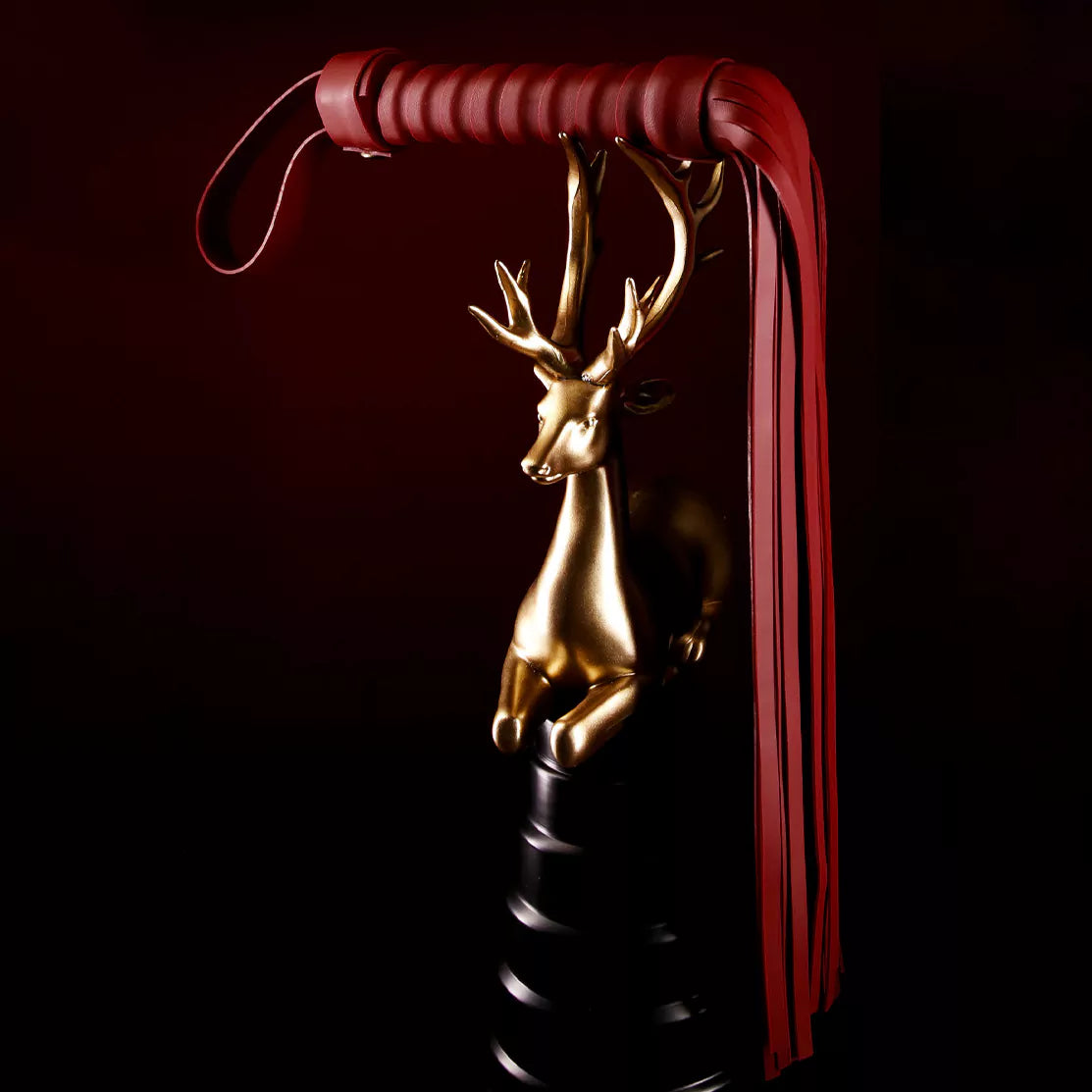 Burgundy Faux Leather Crop, Paddle & Flogger Set