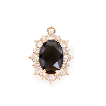Detail of centered gem mounting on genuine leather collar