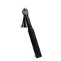 Black leather spanking paddle with tassel on white background