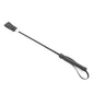 Classic black leather riding crop with square tip and wrist loop full view
