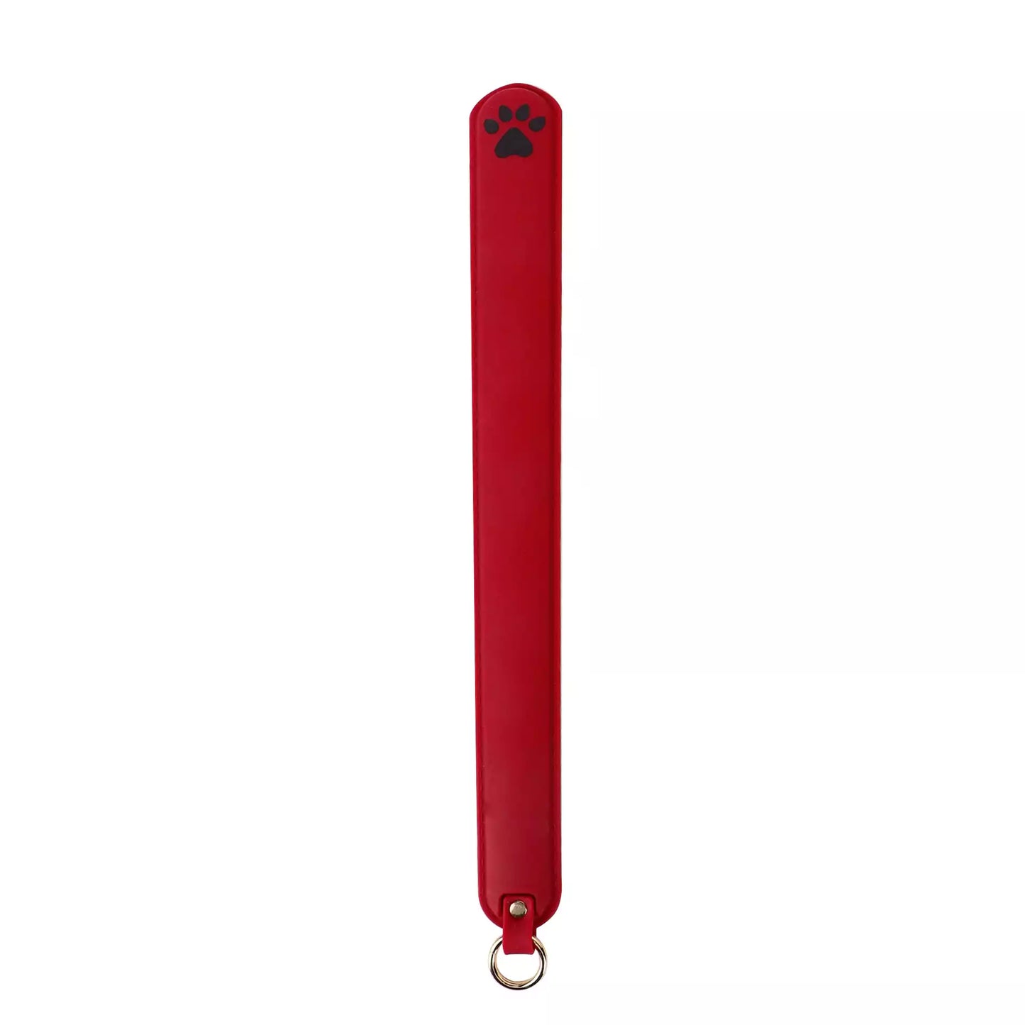 Red silicone cat paw paddle on white background