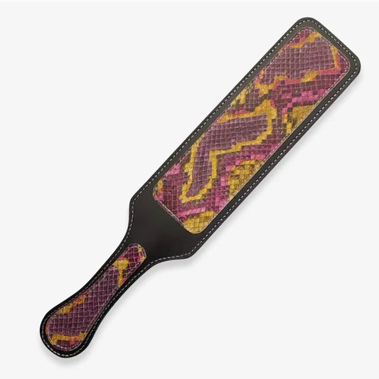 Colorful python leather spanking paddle full view