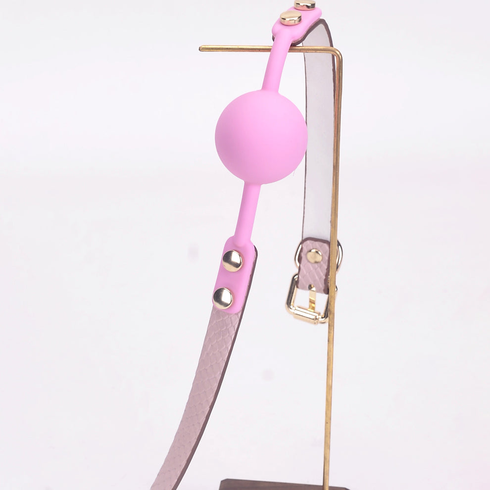 Pink croc texture silicone ball gag full view