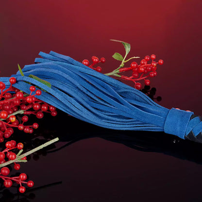 Dark Blue Faux Suede Flogger with Braided Handle