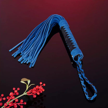 Dark Blue Faux Suede Flogger with Braided Handle
