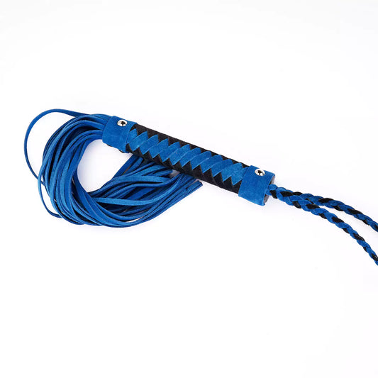 Dark Blue Faux Suede Flogger with Braided Handle