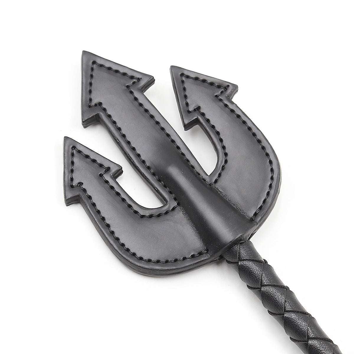 Close-up of Faux Leather demon fork tip on riding crop