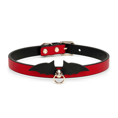 Collares BDSM de cuero Devil Wing con correa