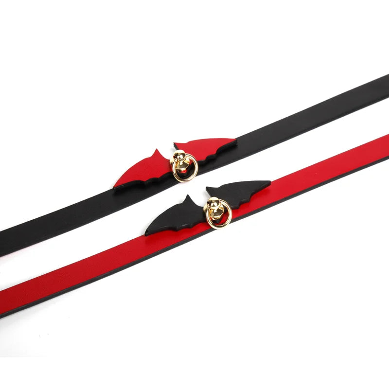 Devil Wing genuine leather roleplay collar expanded layout view