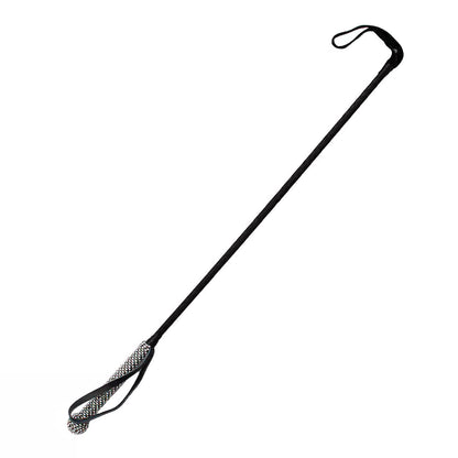 Diamond-handle leather riding crop full view showing crystal-inlaid grip