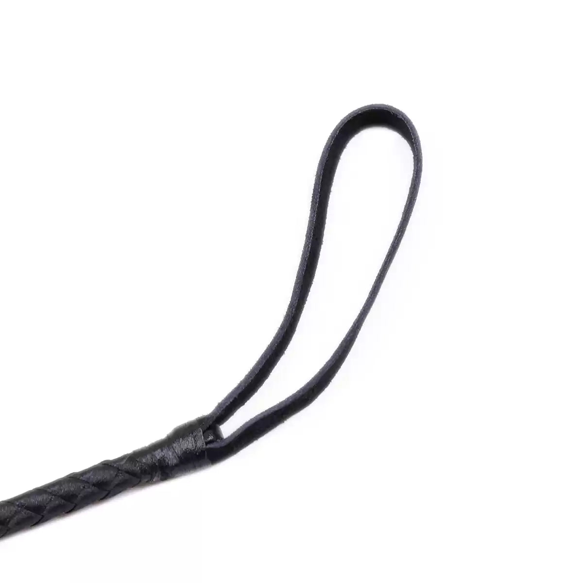 Close-up of soft genuine leather head option on diamond-handle riding crop