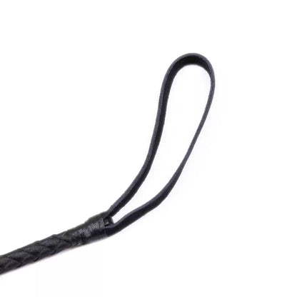 Close-up of soft genuine leather head option on diamond-handle riding crop