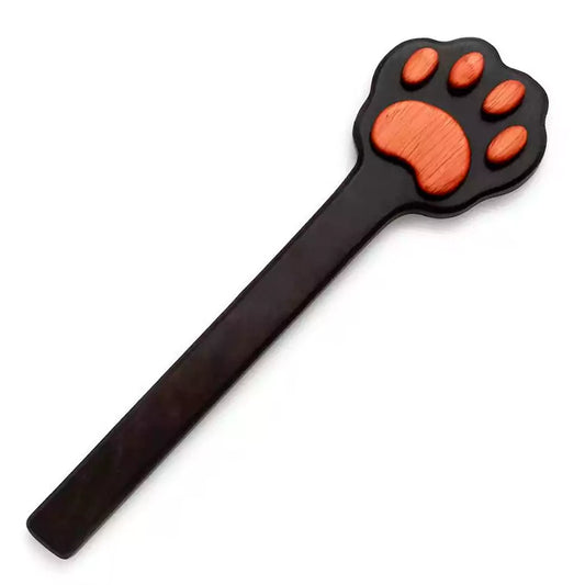 Ebony Cat Paw Spanking Paddle — Wide Paw Face, Solid Ebony