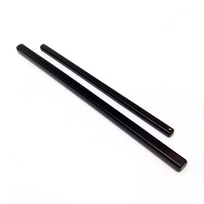 Ebony square discipline rods all four sizes comparison view