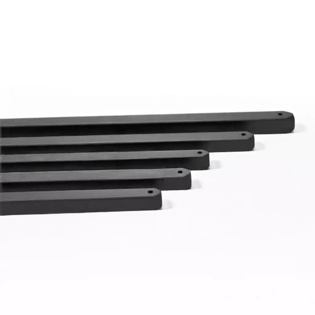 Ebony square discipline rods showing four different thickness options