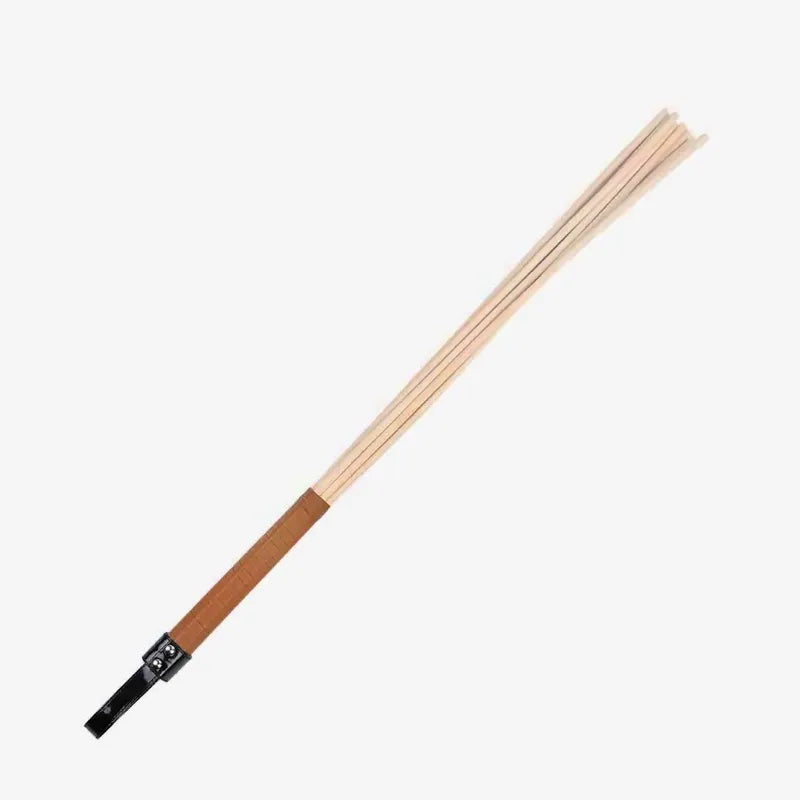 Eight-rod rattan discipline cane brown handle full view 23.6 inches
