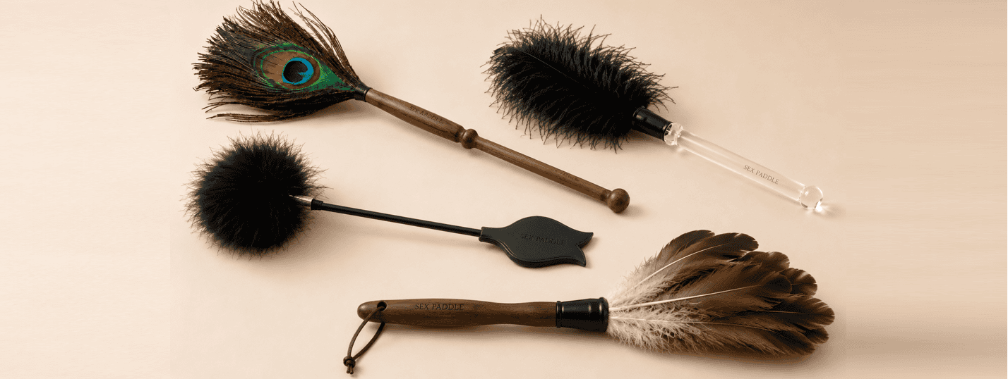 Feather ticklers with soft teasing touch and gentle sensory play feel.