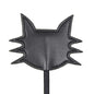 Front close-up of the black cat face paddle head on the feline silhouette riding crop