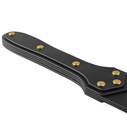 close-up of genuine leather paddle handle grip