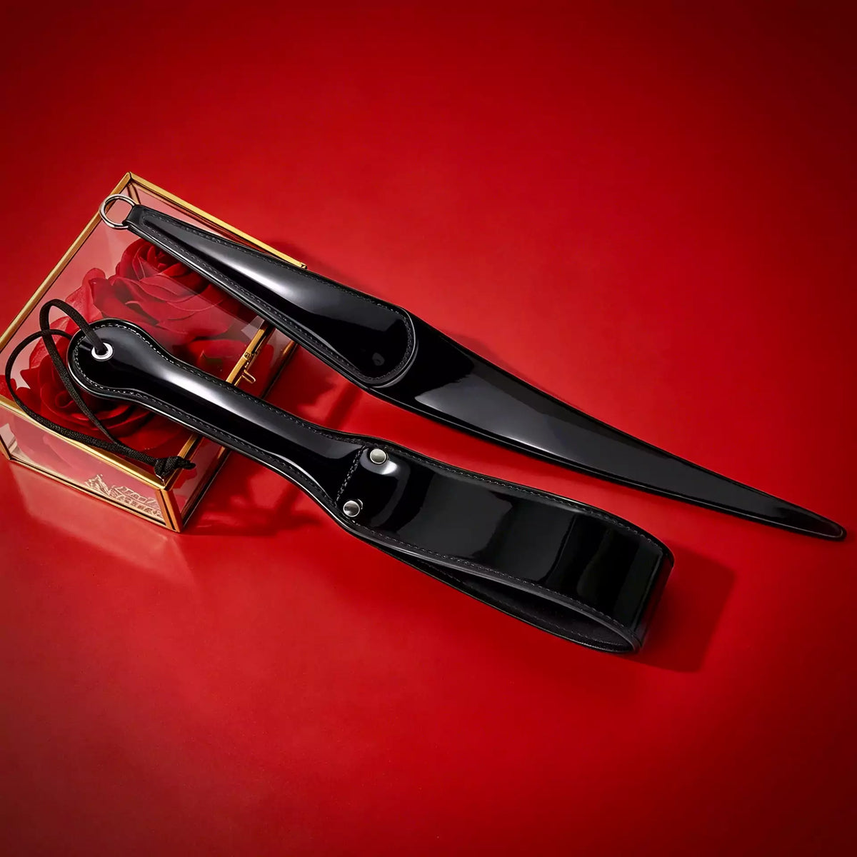 Glossy Black PU Double-Layer Paddle Collection