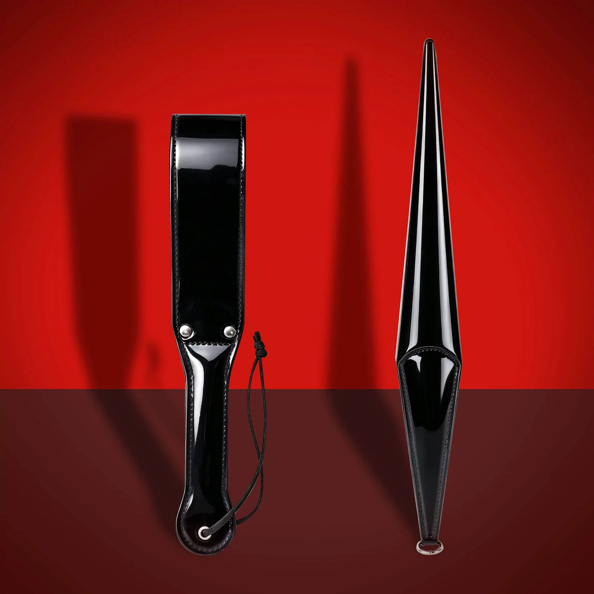 Glossy Black PU Double-Layer Paddle Collection