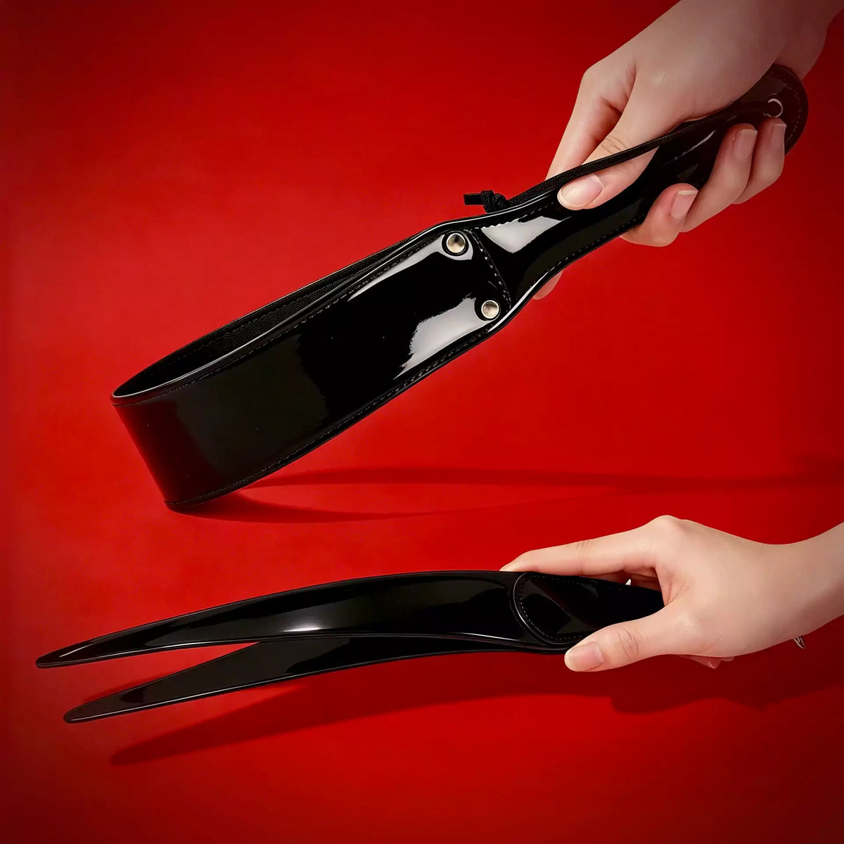 Glossy Black PU Double-Layer Paddle Collection