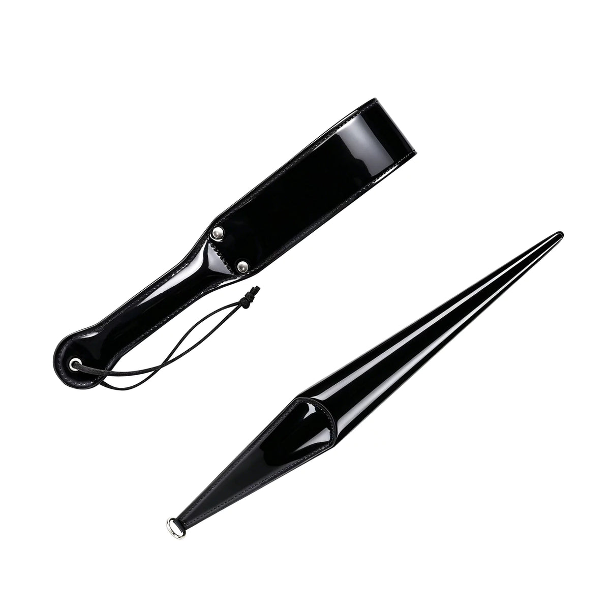 Glossy Black PU Double-Layer Paddle Collection