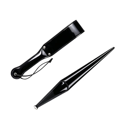 Glossy Black PU Double-Layer Paddle Collection