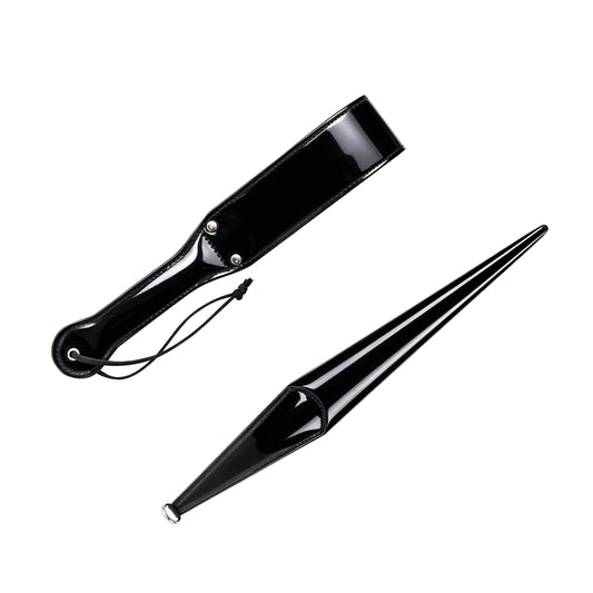 Glossy Black PU Double-Layer Paddle Collection