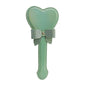 Green iridescent heart-shaped spanking paddle full view with shiny faux leather finish
