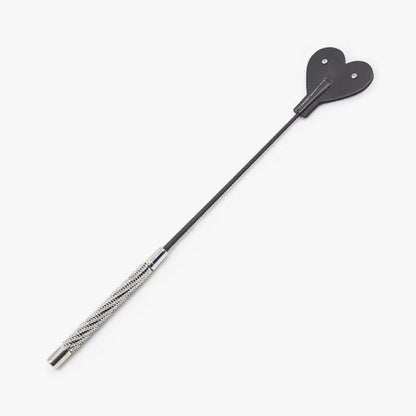 Heart tip riding crop with rhinestone diamond handle full view