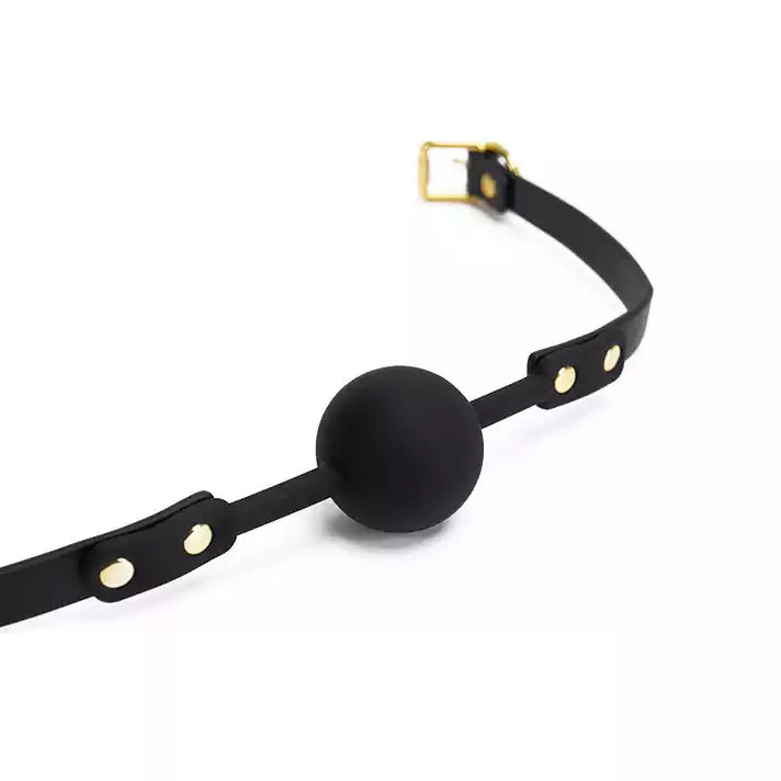 Detailed view of the holographic finish on the silicone ball gag with 1.57-inch ball