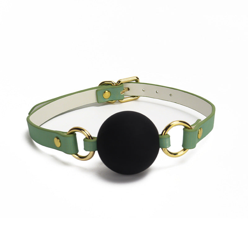 Green holographic silicone ball gag with 1.57-inch ball shown in a product view