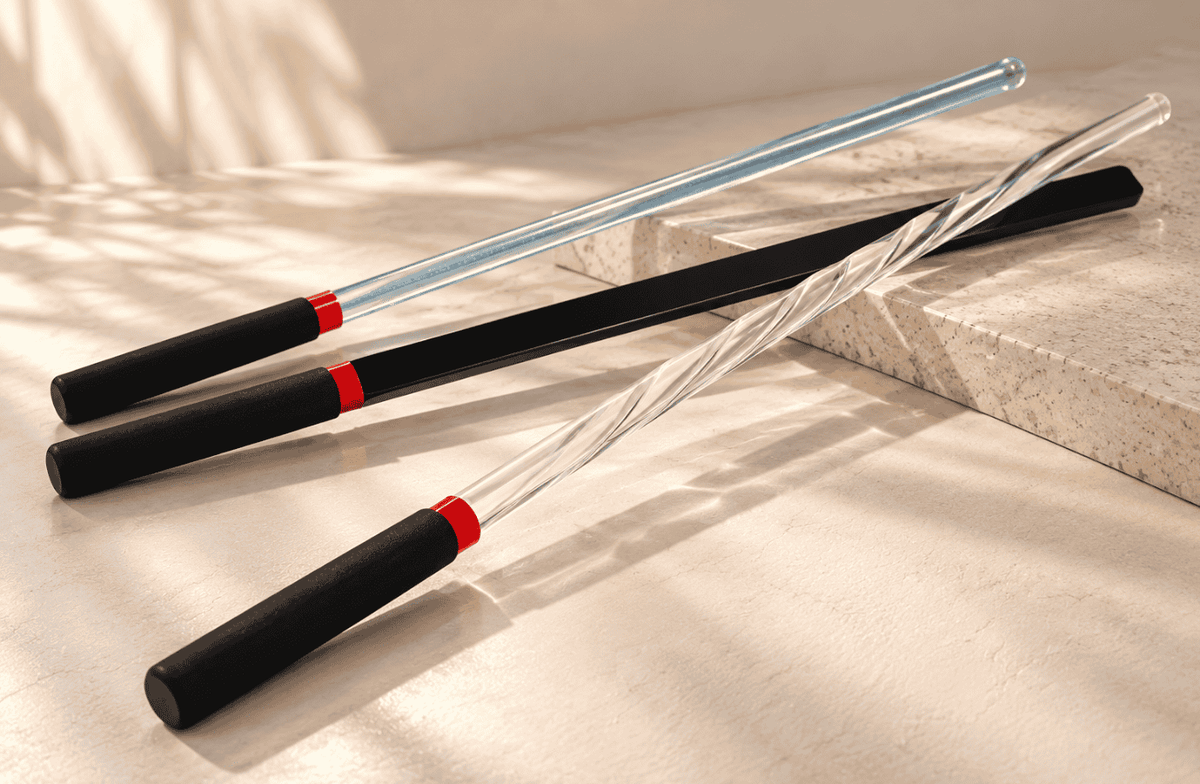 Acrylic spanking canes in different thicknesses, profiles and constructions for choosing the right cane