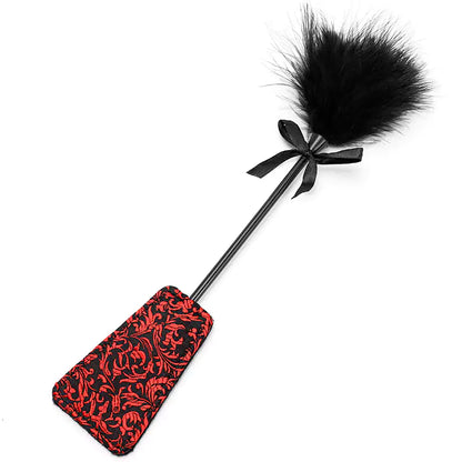 Red lace feather square spanking paddle version B full view