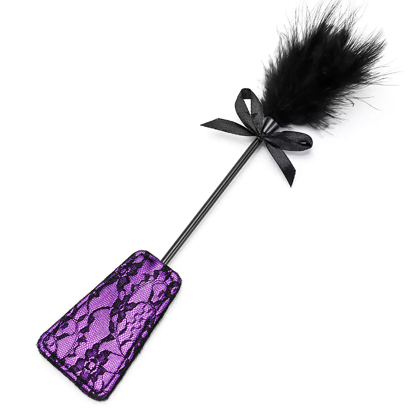 Purple lace feather square spanking paddle full view