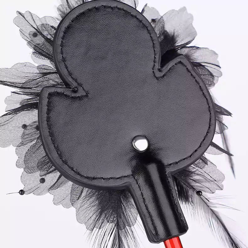 Back view of lace flower mesh head showing construction detail