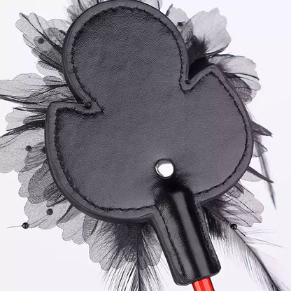 Back view of lace flower mesh head showing construction detail