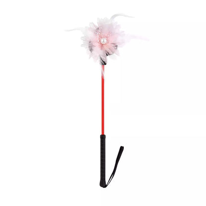 Pink lace flower riding crop full view
