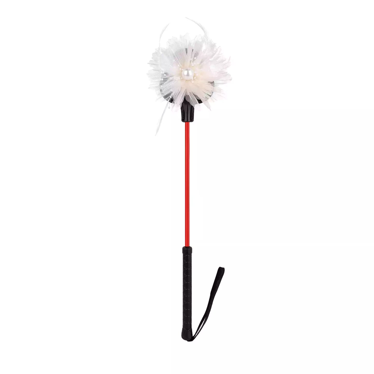 White lace flower riding crop full view