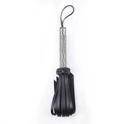 Side profile of rhinestone leather flogger