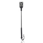 Letter X head leather riding crop full view with stitched X pattern