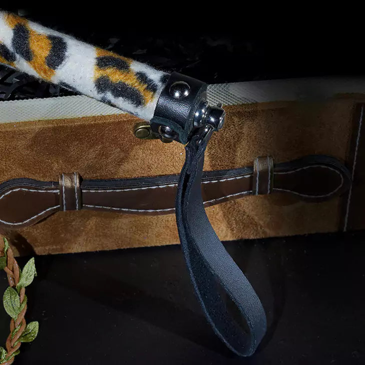 Leopard Print Handle Faux Leather Flogger