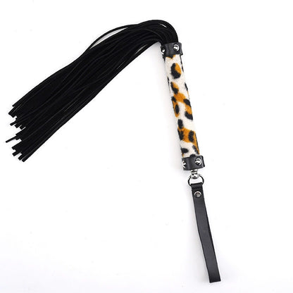 Leopard Print Handle Faux Leather Flogger