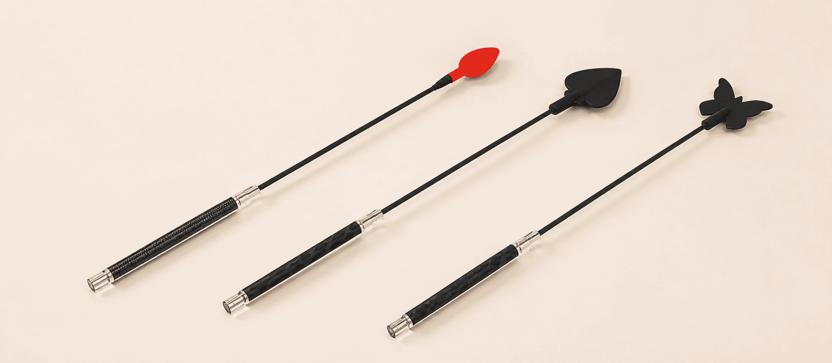 Lexan riding crops with firm snap, flexible rebound, and precise control.