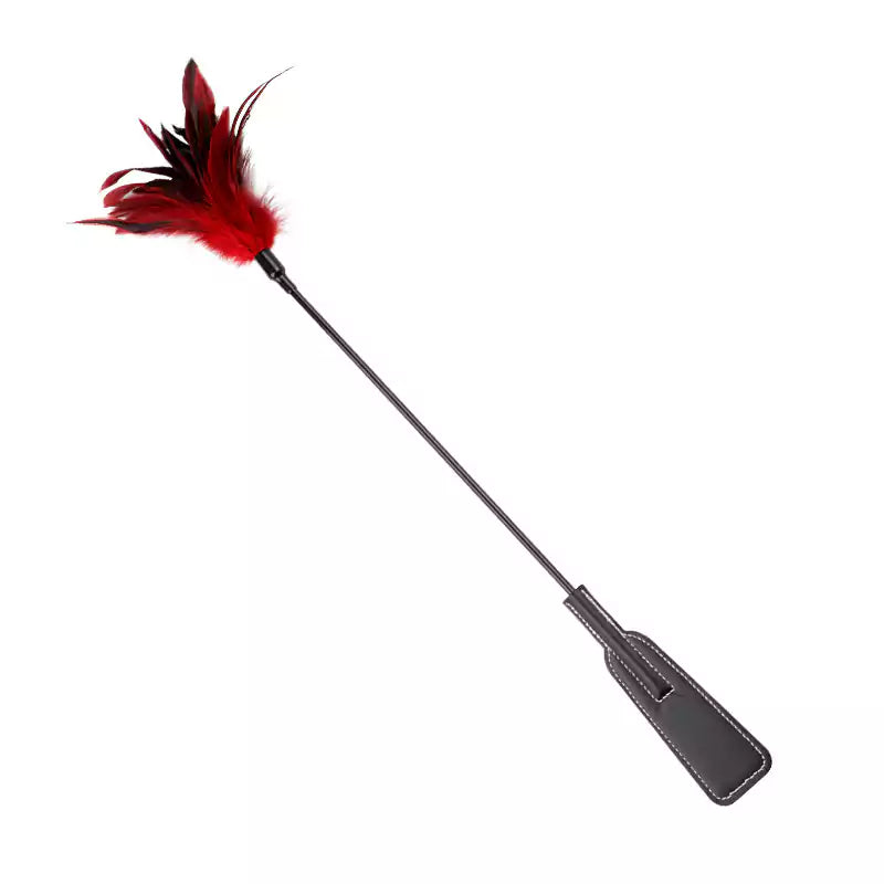 Spade head long-handle riding crop full view showing 22.4-inch length