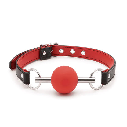 Metallkern-Silikon-Knebelkugel — Innenliegender Metallstab gestützte 4,5-cm-Kugel in Schwarz, Rot oder Pink
