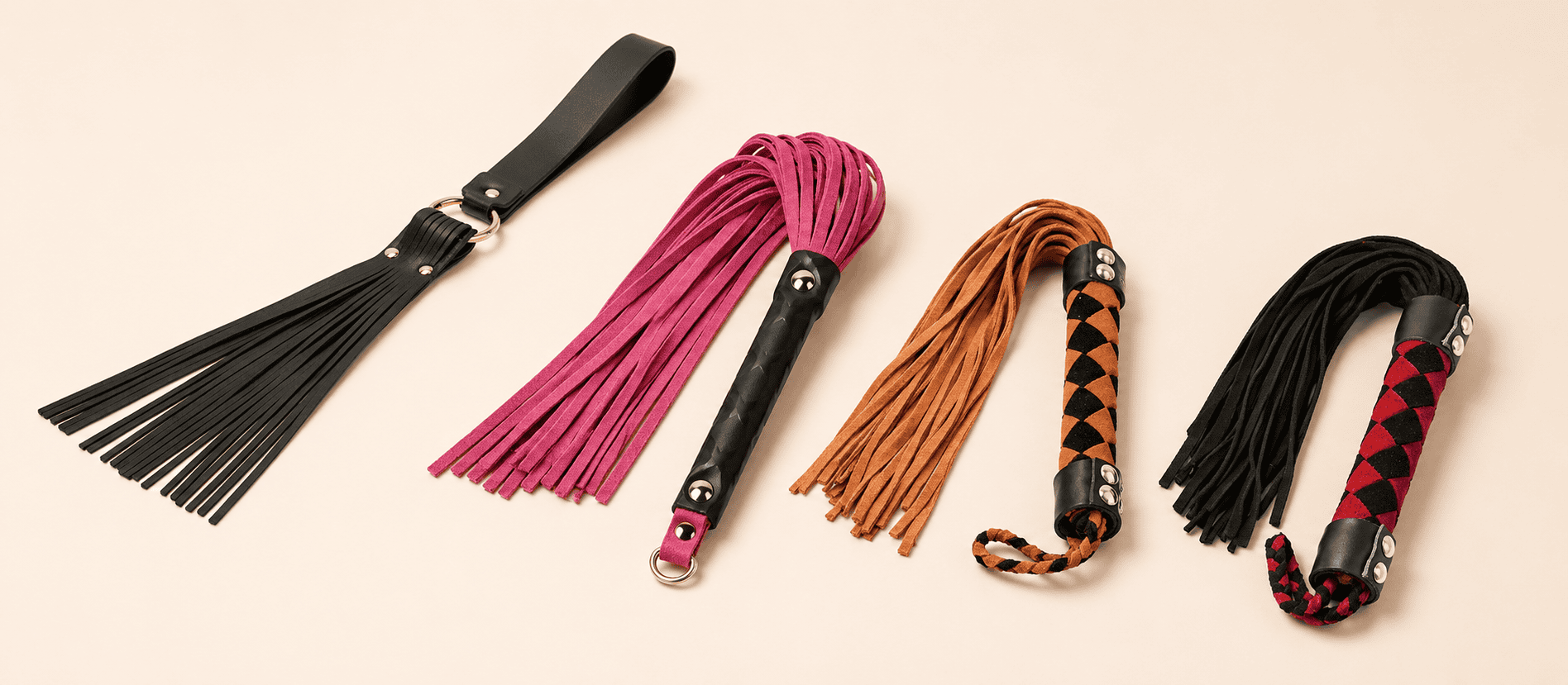 Mini floggers with light sting, soft tails, and easy control.