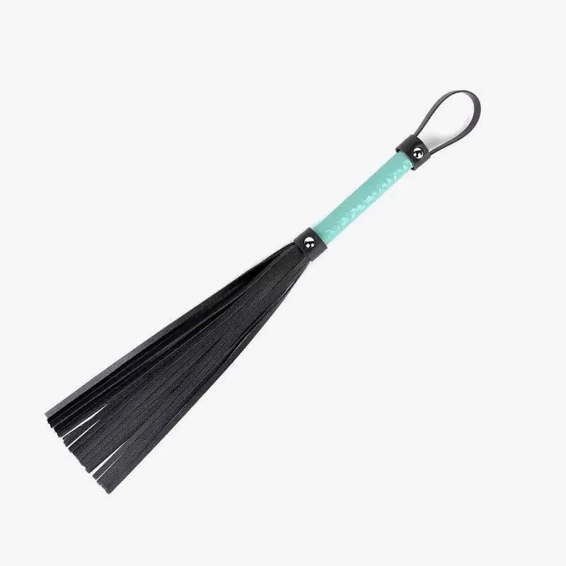 mint tartan handle flogger with black fringe full product view
